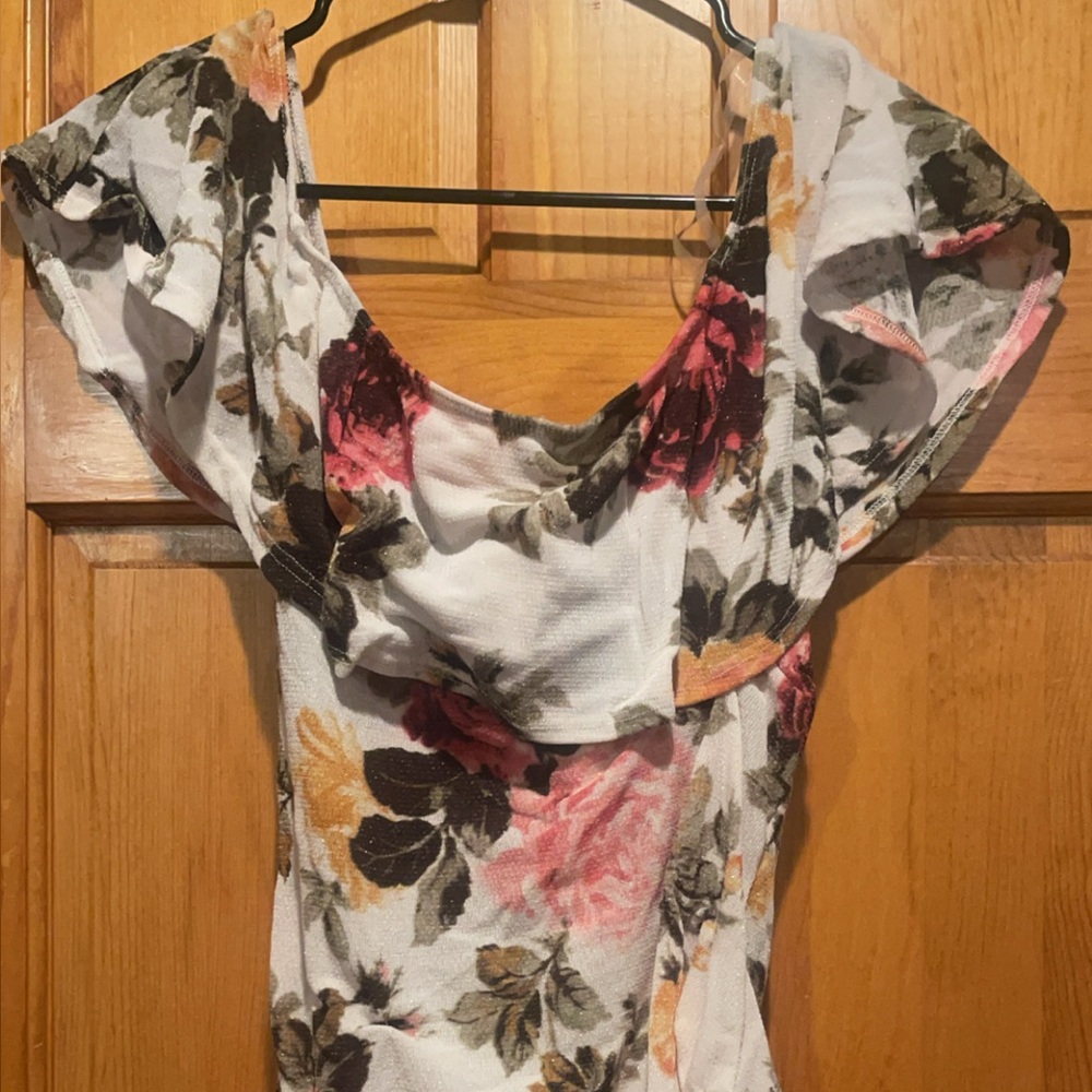 Charlotte Russe Floral off the Shoulder Bodysuit - Multicolor